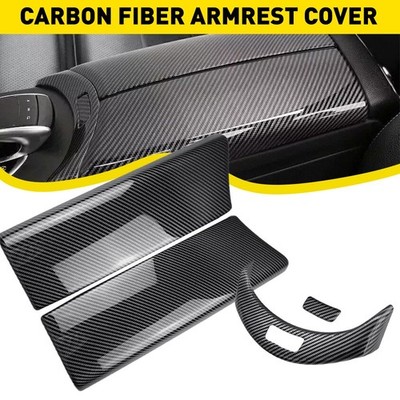 For Mercedes Benz C-Class 2015-2020 Carbon Fiber Armrest Box Cover Trim Decor EE