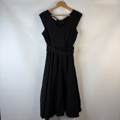 black cotton swing dress Calista Midi Womens Size M Belted V-Neck Pockets Tinkerbell princess dress | Vintage dresses to choice. color:GREEN - LIMETASTIC Boho Garden Grey