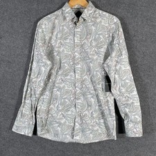 Tarocash Shirt Mens M Green Paisley Slim Fit Button Up Formal Office Adult E7