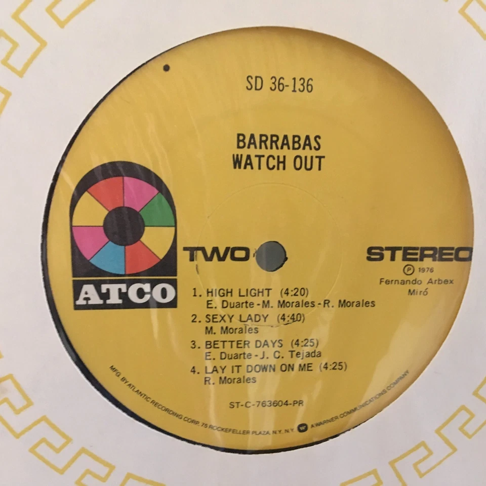 BARRABAS Watch Out 1976 ATCO Records SD 36-136 1st Press VINYL LP  - Image 4 of 4