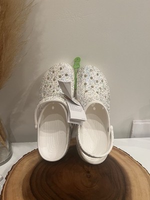 CROCS White classic starry glitter clog Shoes size 12