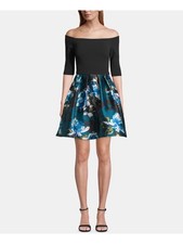 BETSY  ADAM Womens 3/4 Sleeve Off Shoulder Short Cocktail Fit  Flare Dress