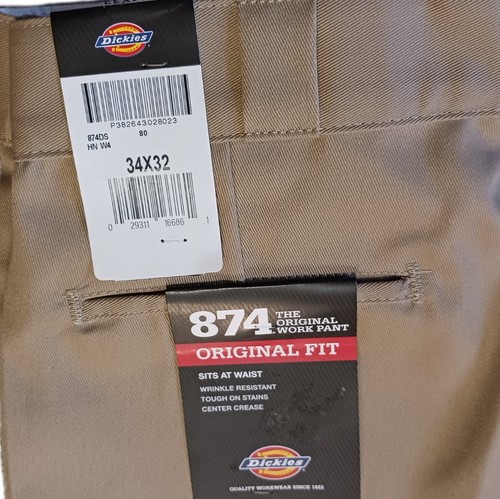 Dickies Mens 34 x 32 Work Pants Original Fit 874 Khaki Wrinkle Resistant - Picture 4 of 7