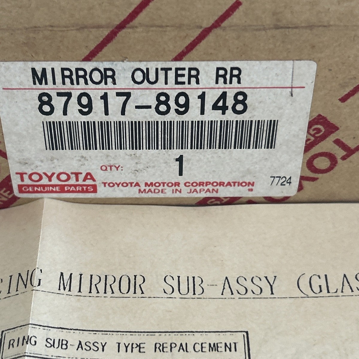 NOS Toyota 89-95 Pickup 90-95 4Runner Right Passenger Mirror Glass