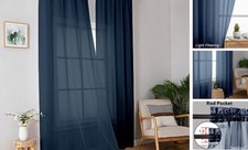 Blue Sheer Curtains 96 Inches Long, Light 42"W x 96"L Pack of 2 Navy Blue