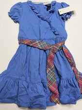 Chaps polo blue shirt dress Y2K blue pink plaid belt dress 2T baby girl est 1976