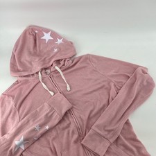 PINK Victoria's Secret Full Zip Up Hoodie Star Print Pink Women's Small S
