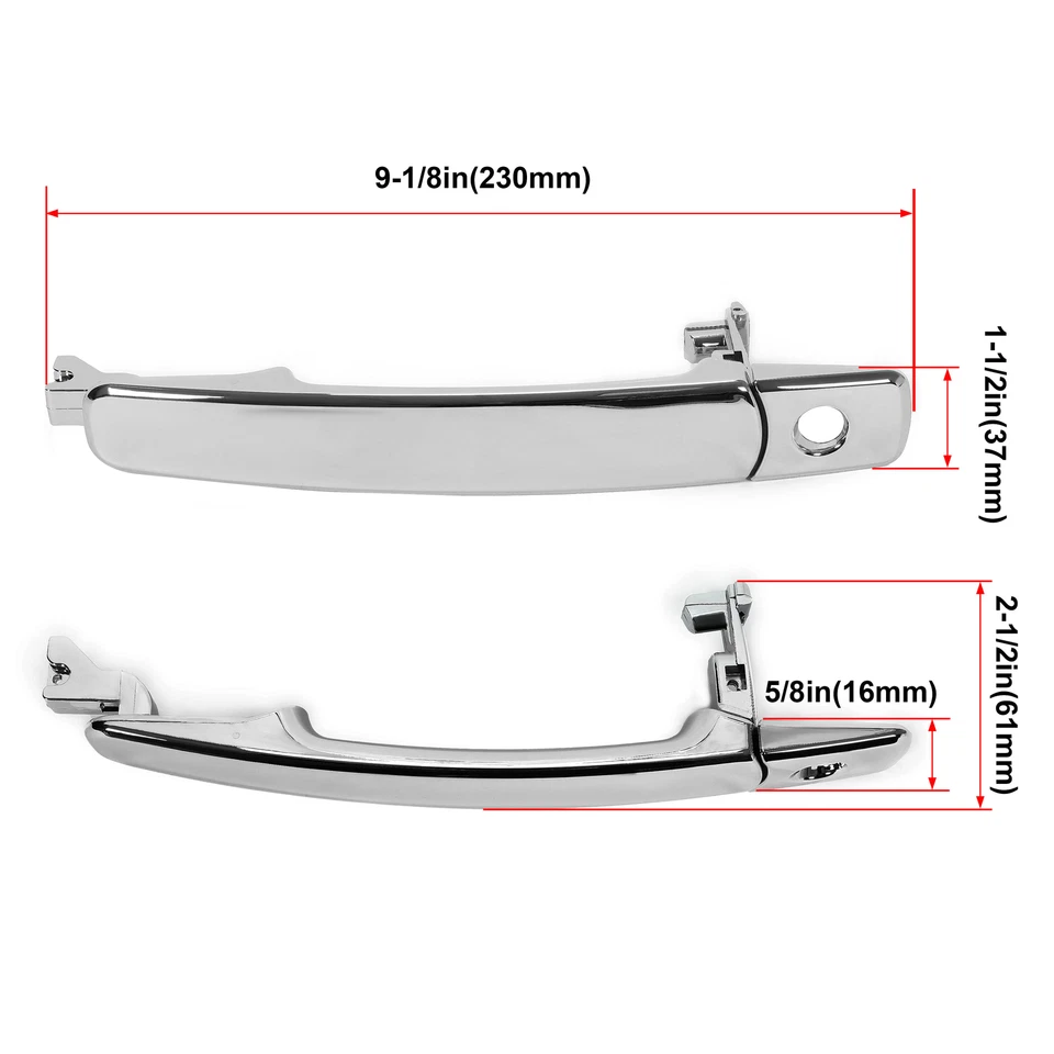 HECASA Front Driver Side Chrome Door Handle w/Key Hole For 09-2015 Nissan Rogue - Image 2 of 4