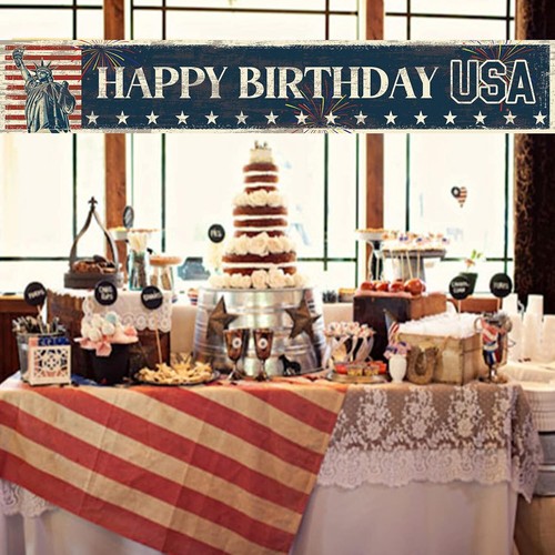 Happy Birthday USA Banner Yard Sign Independence Day Backdrop 4th of July... - Picture 4 of 5