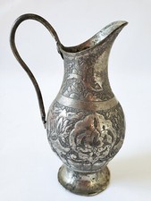 Alte Kupfer Kanne Mit Henkel Schmuckvoll Verziert Reine Handarbeit Vintage