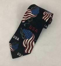American Classics Patriotic USA Flag Red White Blue Mens Tie 100 Polyester
