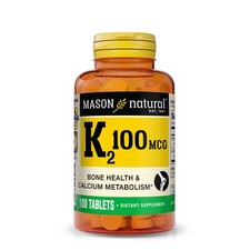 Mason Natural Vitamin K2 100 mcg with Calcium - For Overall Health, 100 Tablets