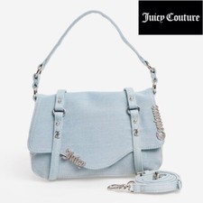Juicy Couture Blue Denim Embellished Fold Over Crossbody Bag