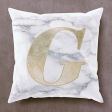 Personalised Cushion Gold Name Initial Marble Birthday Christmas Gift Girl