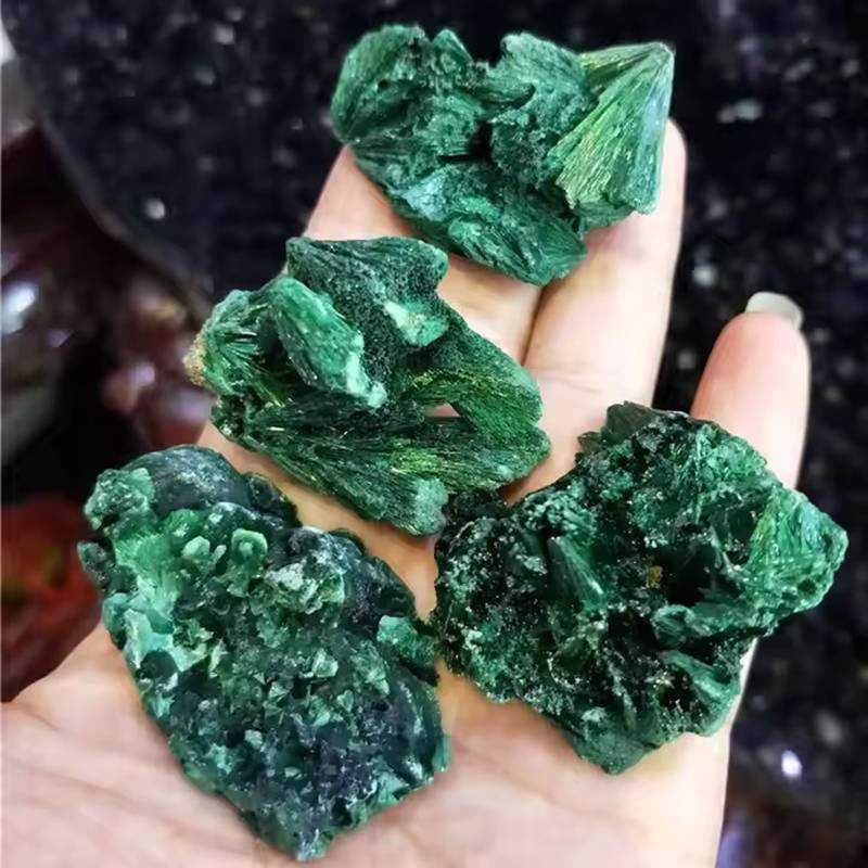 Natural Malachite Quartz Crystal Rock Block Polished Pattern Specimen
