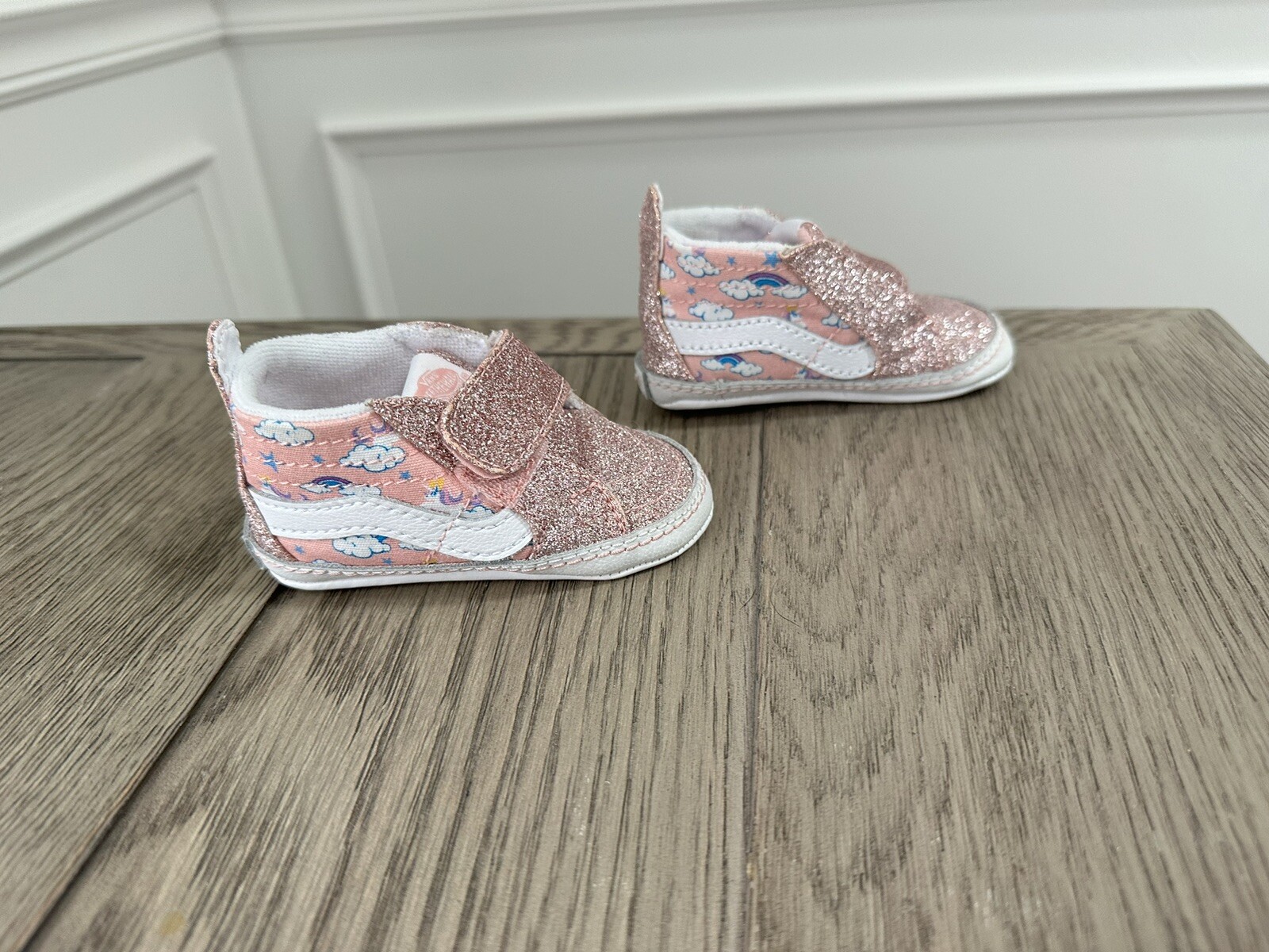 PONY Scarpe culla Vans rosa glitter neonato taglia 3C nuove senza scatola