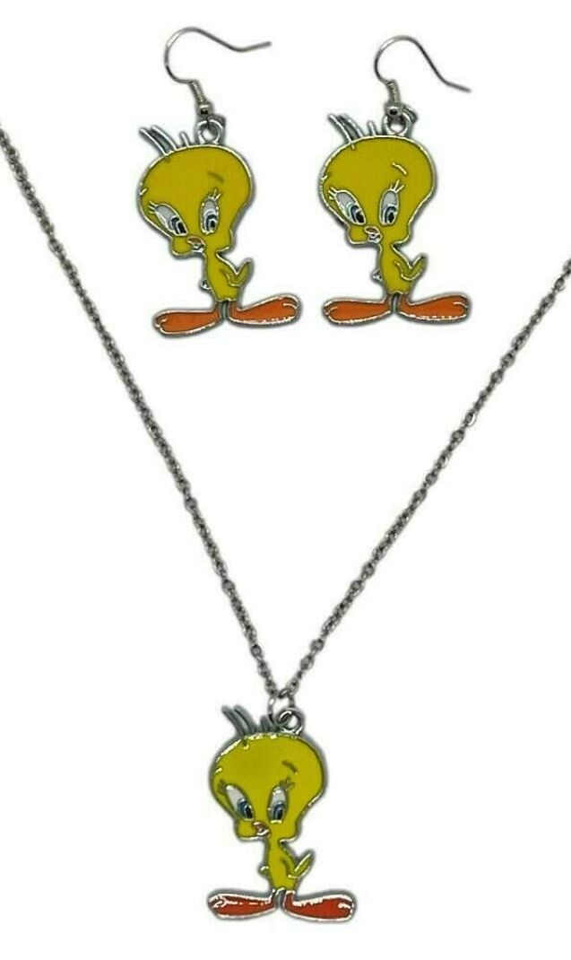 Set collana e orecchini Tweety Bird in metallo