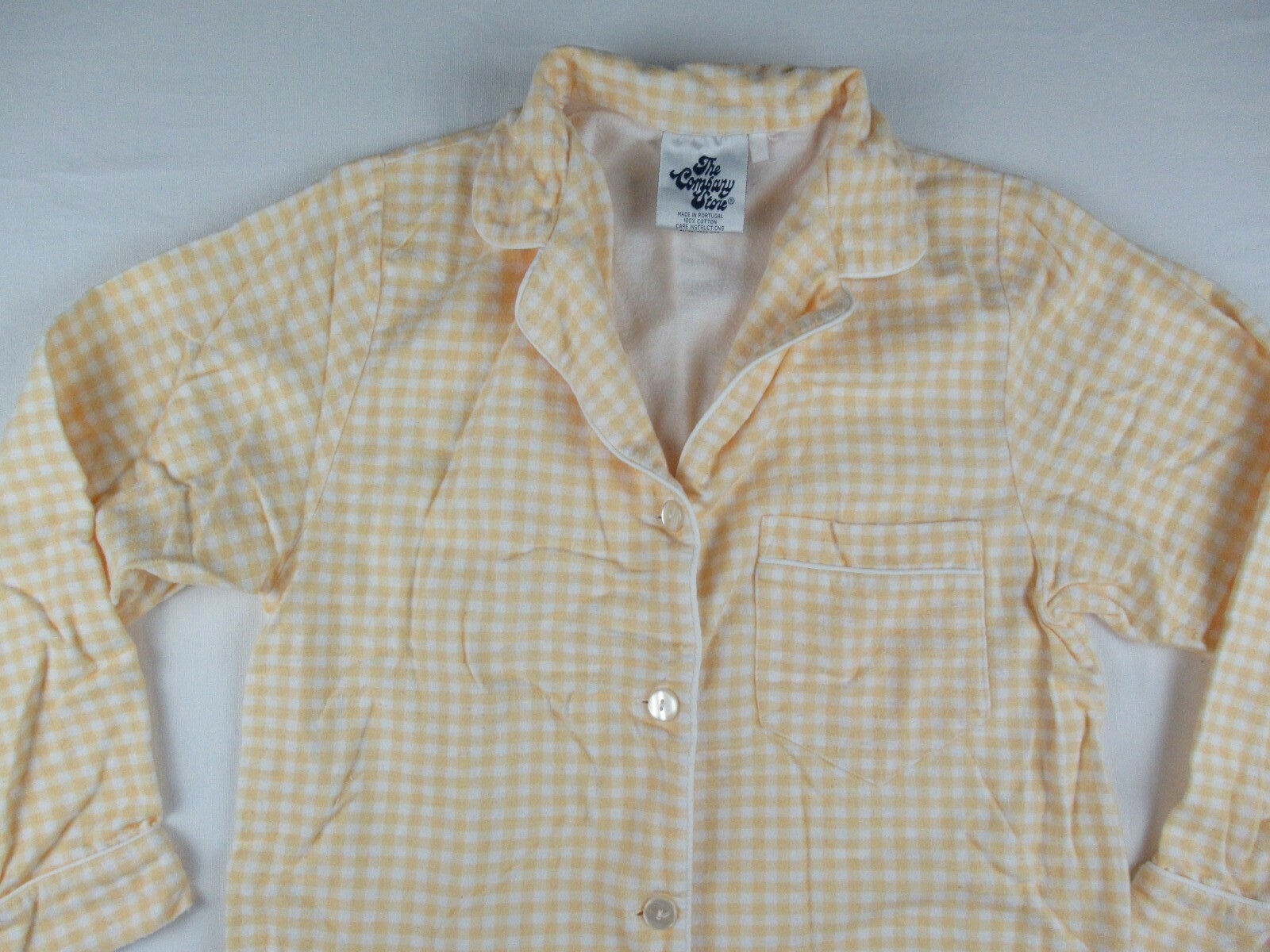 The Company Store Women's Flannel Sleep Shirt Yellow Plaid Size M