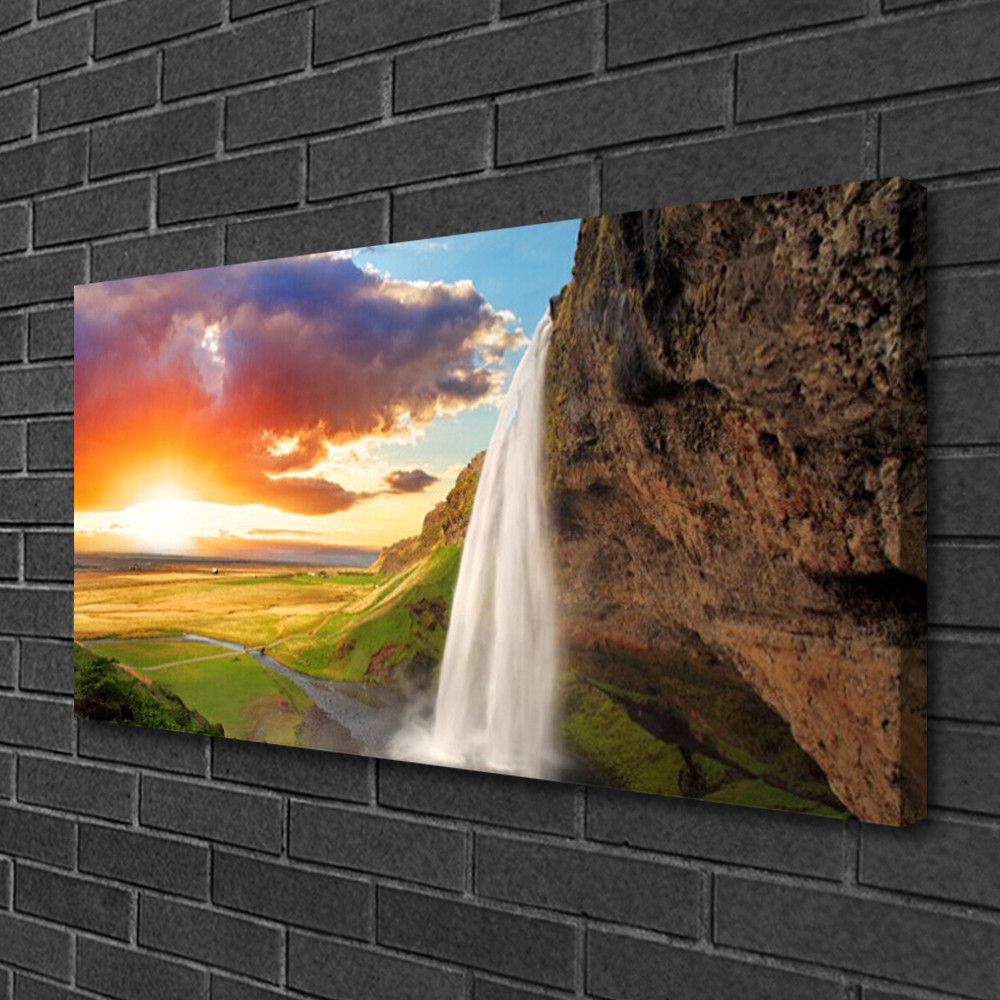 Photo sur toile image tableau impression 100x50 paysage soleil chute d'eau deco murale nature grand format