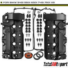 2pcs Engine Valve Cover W Gasket For Bmw E53 E60 E61 E70 N62 Dohc V8 4.4l 4.8l