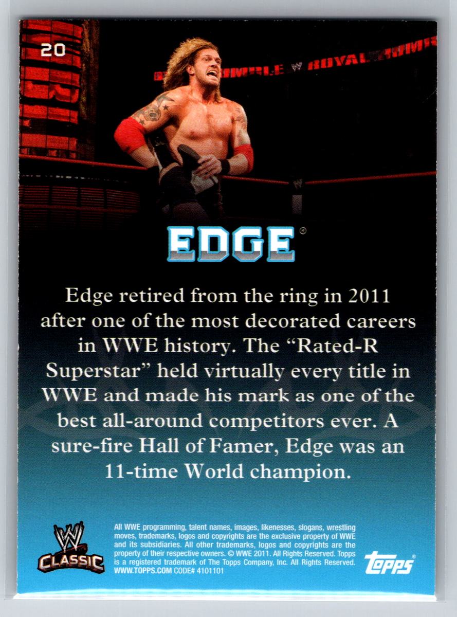 Edge 2011 Topps WWE Classic Foil Superstar Base Set Card #20
