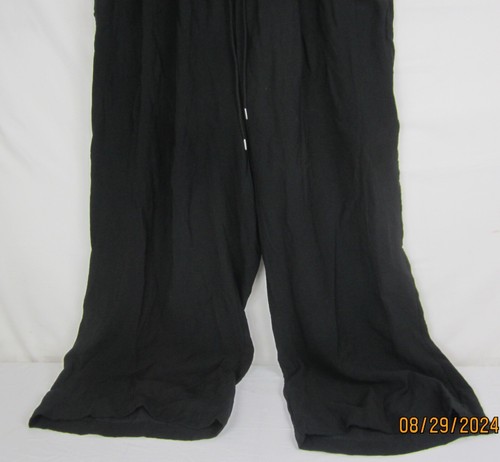 A New Day Women's High Rise Wide Leg Elastic Waist Rayon Pants Black XXL - Picture 3 of 12