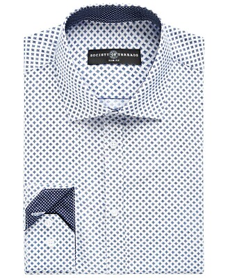 society of threads men's dress shirts SOCIETY OF THREADS Men's Slim Fit White Solid Performance Stretch Dress Shirt, Small