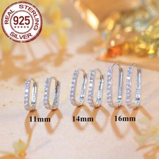 11 14 16mm 925 Sterling Silver Cubic Zirconia Small U Shape Huggie Hoop Earrings