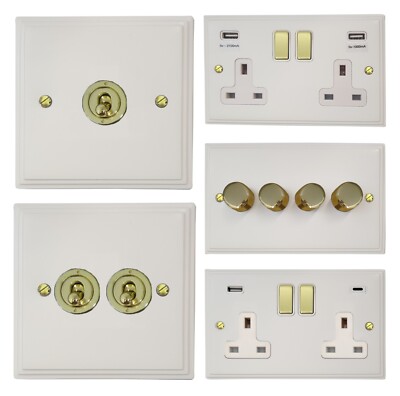G&H Victorian Matt White VW2-PB Lichtschalter, Steckdosen, Dimmer, Kippschalter