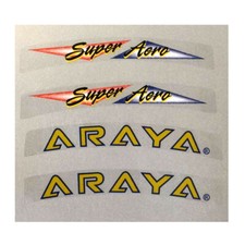 Araya Super Aero replacement decals for one rim. 4 decals.