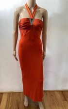 VERSACE SEXY VINTAGE F/W 2006 HALTER BODYCON DRESS GOWN SZ 40