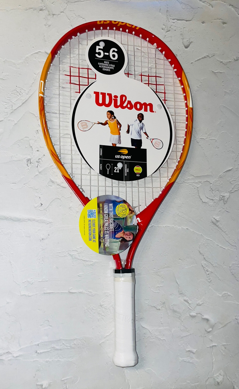 Wilson US Open 21" Junior Youth Tennis Racket ORANGE/ RED 3 1/2"