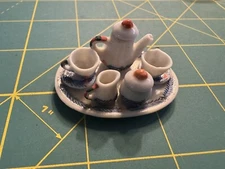 Dollhouse Miniature - 10 Piece Ceramic Tea Set with Platter  - 1:12 Scale