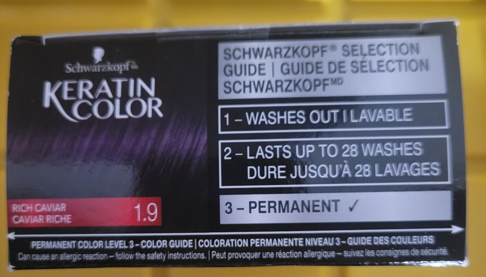 SCHWARZKOPF KERATIN COLOR PERMANENT HAIRCOLOR 1.9- RICH CAVIAR