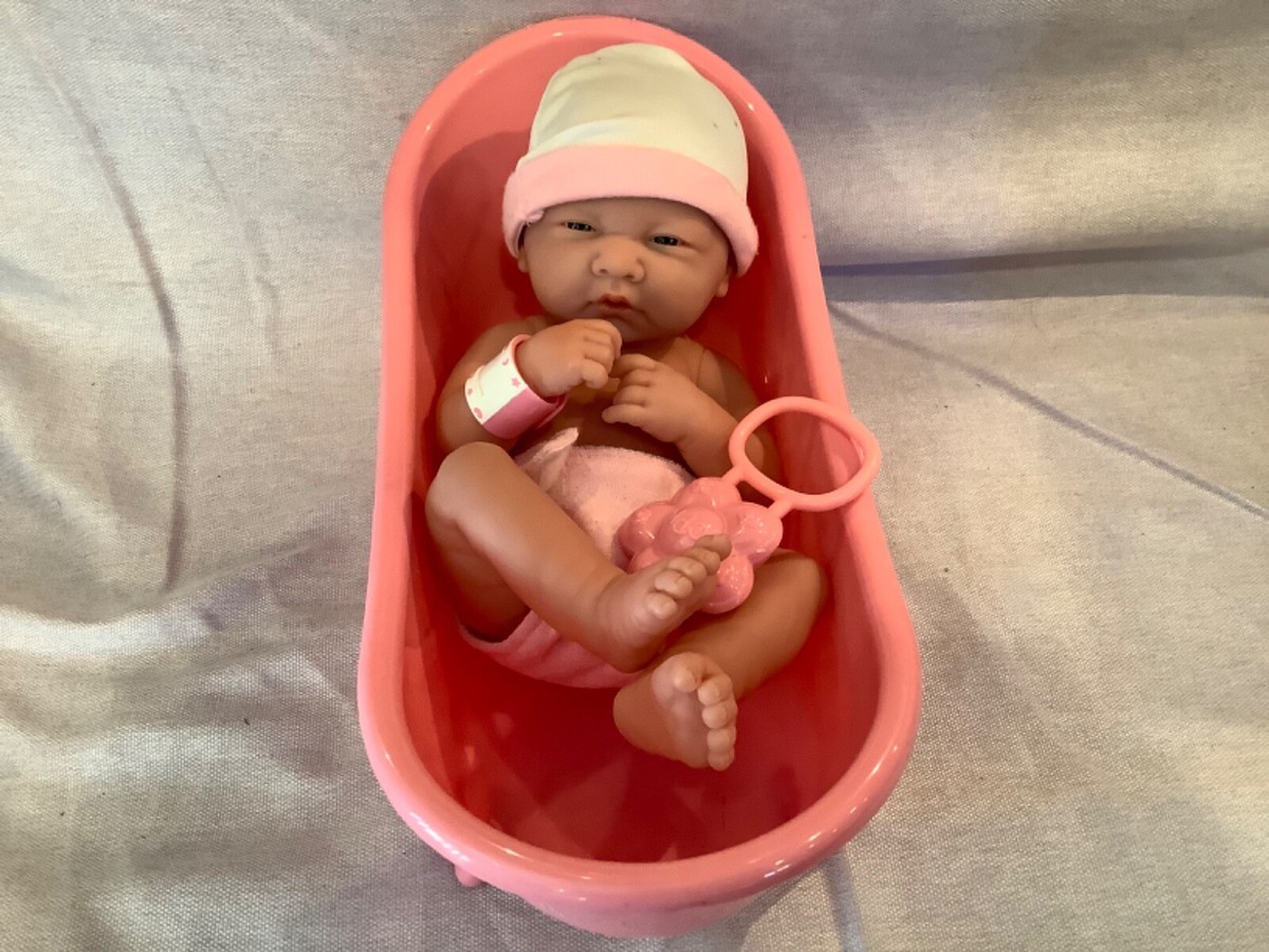 JC Toys Berenguer Realistic Newborn Baby Girl 12” Doll in Bathtub