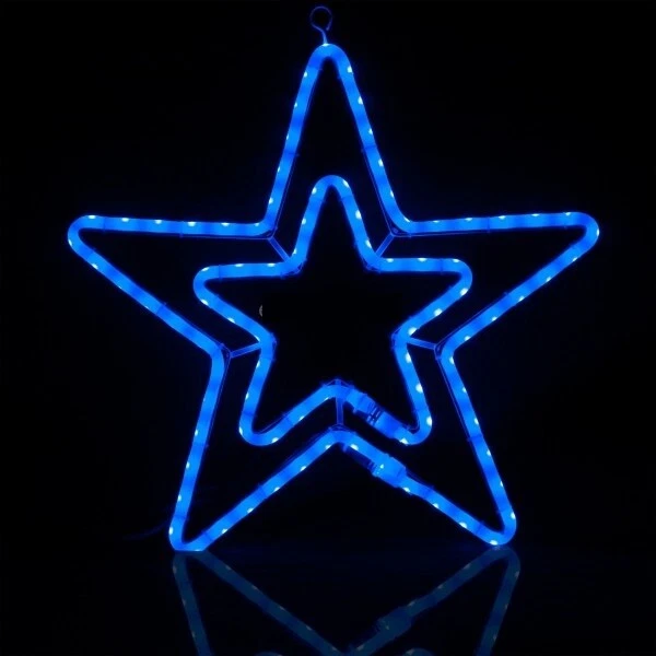 Stella Con Led Luce Blu 58cm Decorazione Natale sus