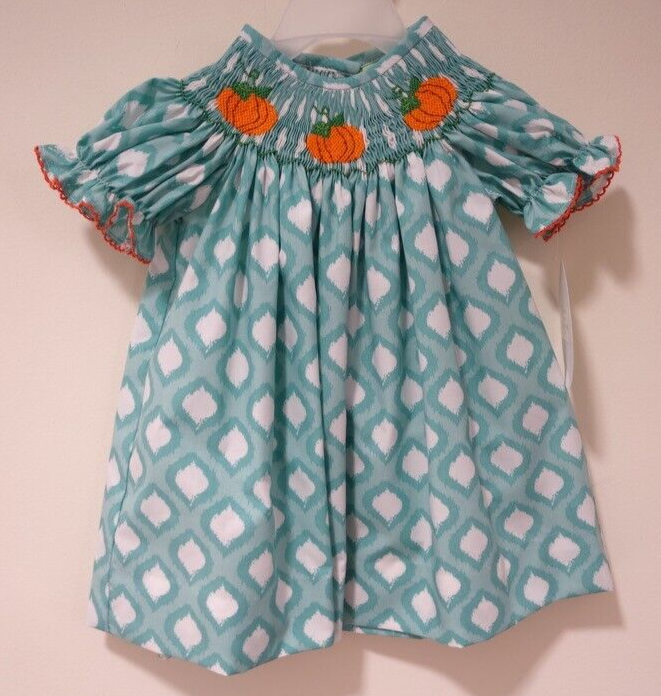 NWT Classic Whimsy Three Smocked Pumpkins Bishop Dress Girl's Size 9 Month  | eBay