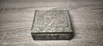 Vintage Dose Metall Drache Schmuck Zigarette Schmuckschatulle made in japan