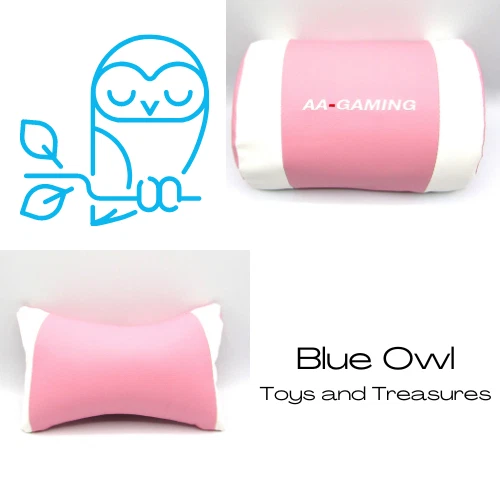 AA Gaming Pink White Gaming Chair Neck and Lumbar Support Pillow Cushion  Set