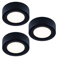 3-Pack Wired LED Puck Lights 2.7W Warm White Under Cabinet Lighting