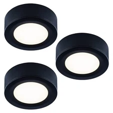 3-Pack Wired LED Puck Lights 2.7W Warm White Under Cabinet Lighting