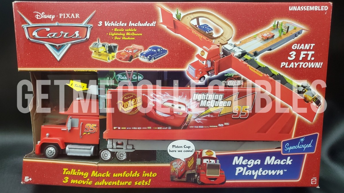 DISNEY PIXAR CARS MEGA MACK PLAYTOWN TALKING MACK BESSIE DOC SAVE
