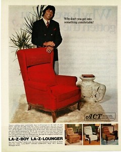 1972 LA-Z-BOY Red Lounger Joe Namath New York Jets Vintage Print Ad