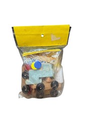 Vintage Peg-Em Toys Wooden Cars Trains  Set Sealed 12 Piece Educational Toys