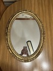Vintage 70s Ornate Gold Wood Oval Decorative Hanging Mirror Regency MCM