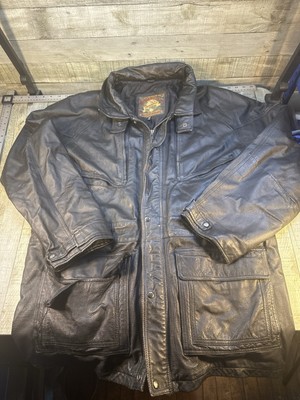 World Alliance Originals 2XT Black Leather Jacket Heavy Quilted Lined Pocket
