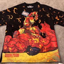 Marvel Iron Man vs Hulk Graphic T-Shirt Black Short Sleeve Size M