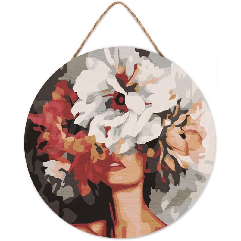 Diamond painting support bois 30cm loisir creatif adulte beaute fleurie