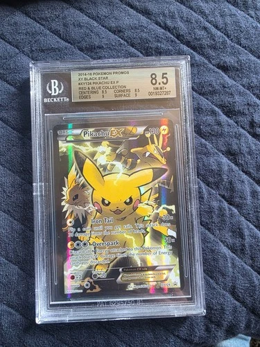 Pikachu EX XY124 XY Holo Promo Red & Blue collec Pokemon Generations BGS 8.5