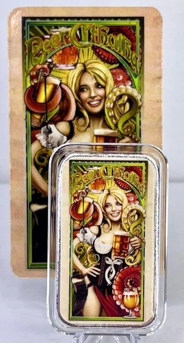Hayleybug Beer Cthulhu 1 oz .999 Silver Colorized Art Bar Echo Chernik COA